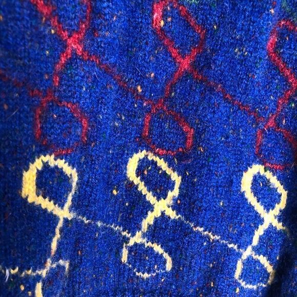 Vintage Button Down San Francisco Blue Confetti Wool Sweater Size S/M - Picture 4 of 11
